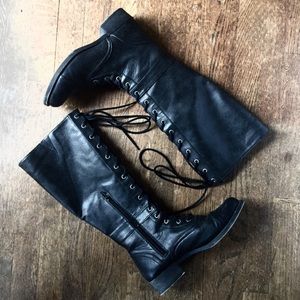 Rocket Dog Black Lace-up Tall Boots, 8